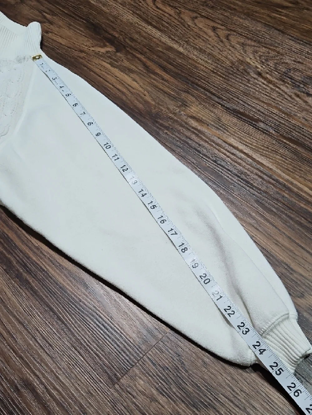 Vintage Carriage Court Cream Mock Neck Sweatshirt Large Cable Knit Trim